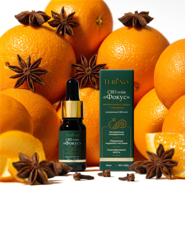 CBD-олія Фокус </br> Апельсинова цедра + гвоздика 10%, 10 мл