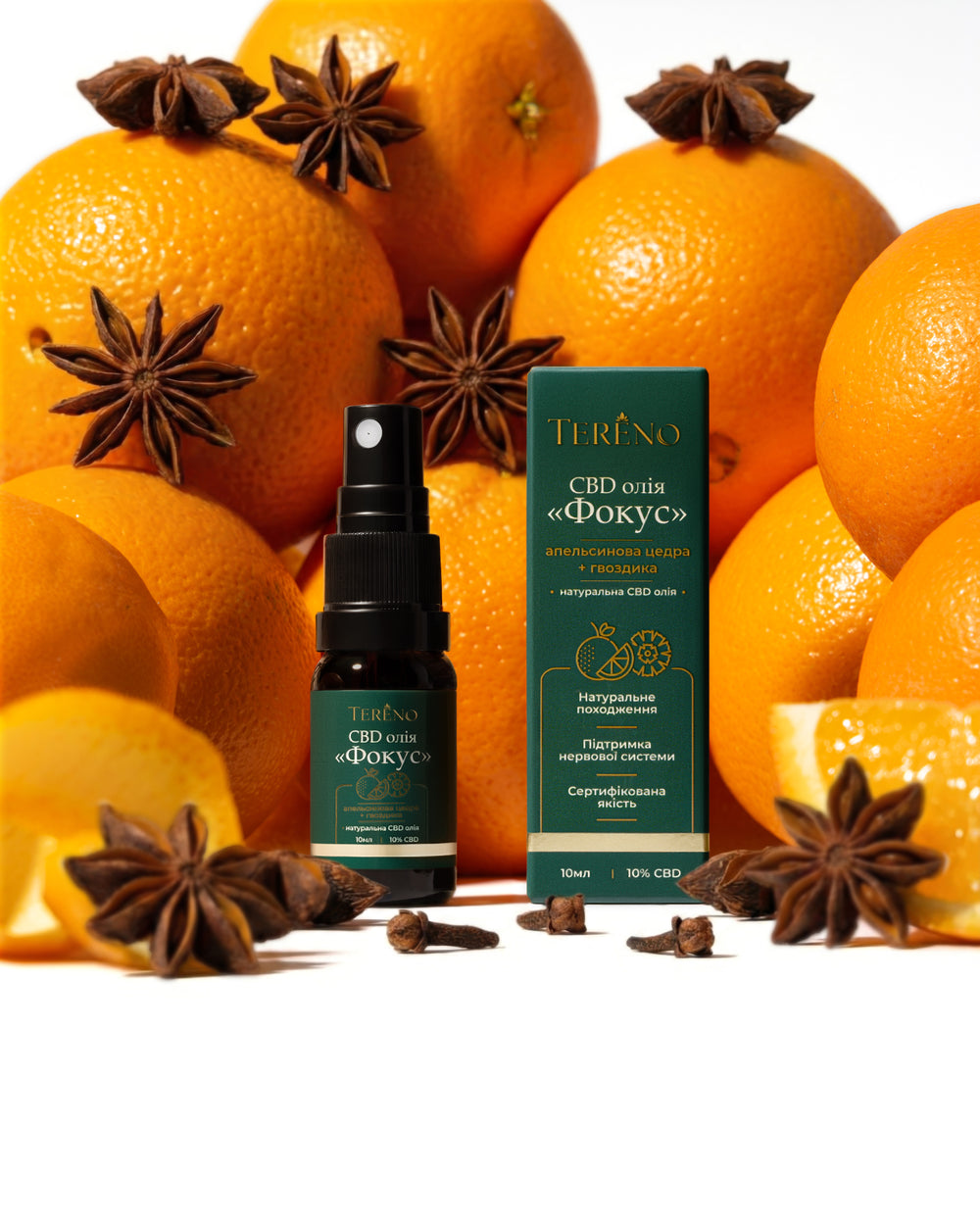 CBD-спрей Фокус </br> Апельсинова цедра та гвоздика 10%, 10 мл